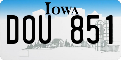 IA license plate DOU851