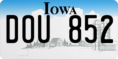 IA license plate DOU852
