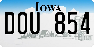 IA license plate DOU854