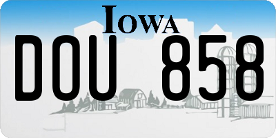 IA license plate DOU858
