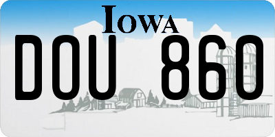 IA license plate DOU860