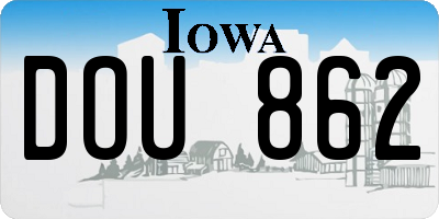 IA license plate DOU862