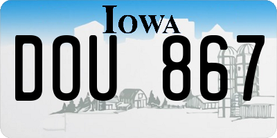 IA license plate DOU867