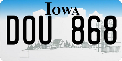 IA license plate DOU868