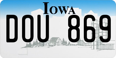 IA license plate DOU869