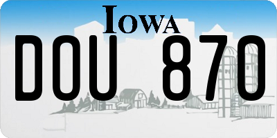 IA license plate DOU870