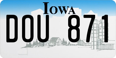 IA license plate DOU871
