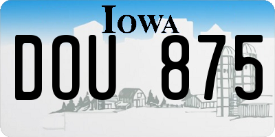 IA license plate DOU875