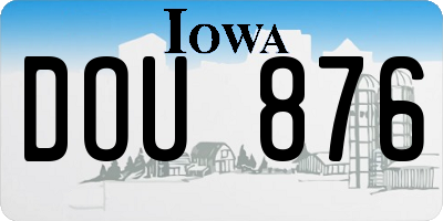 IA license plate DOU876