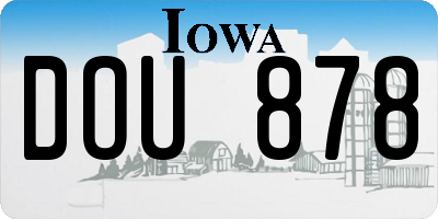 IA license plate DOU878