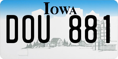 IA license plate DOU881