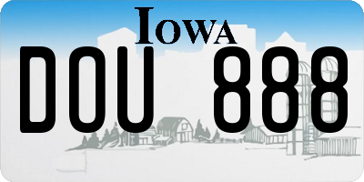 IA license plate DOU888