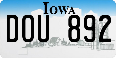IA license plate DOU892