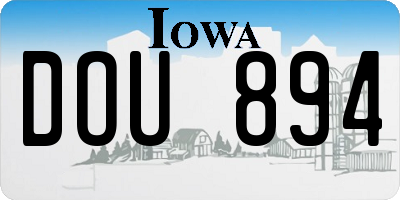 IA license plate DOU894
