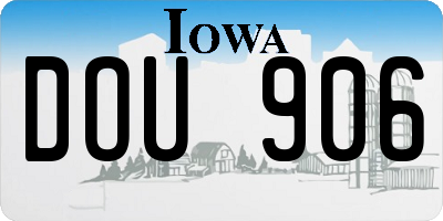 IA license plate DOU906