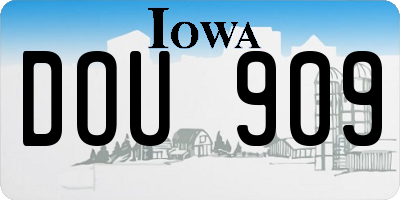 IA license plate DOU909