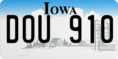 IA license plate DOU910