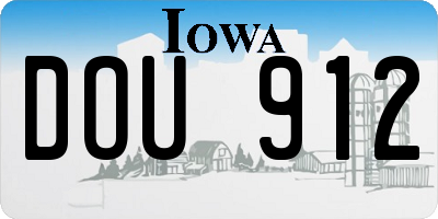 IA license plate DOU912