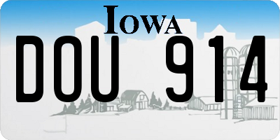 IA license plate DOU914
