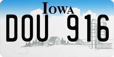 IA license plate DOU916