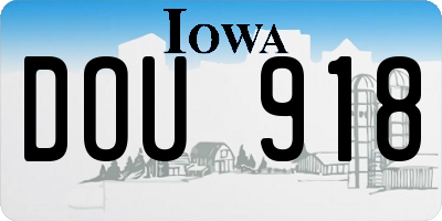 IA license plate DOU918