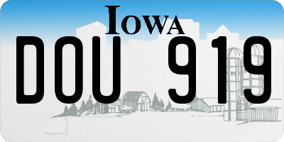 IA license plate DOU919