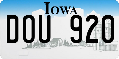 IA license plate DOU920