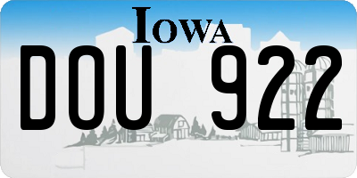 IA license plate DOU922