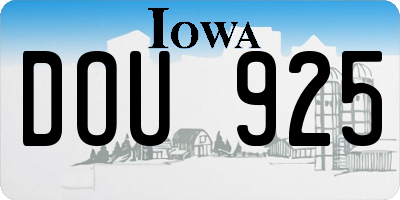 IA license plate DOU925