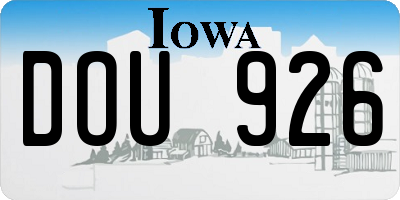 IA license plate DOU926