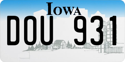 IA license plate DOU931
