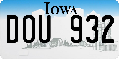 IA license plate DOU932
