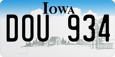 IA license plate DOU934