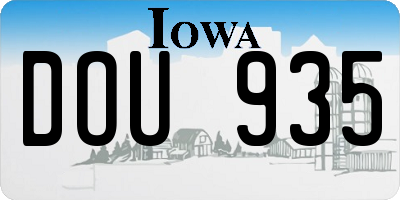 IA license plate DOU935