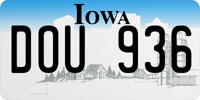 IA license plate DOU936