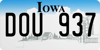 IA license plate DOU937