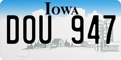 IA license plate DOU947