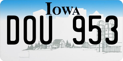 IA license plate DOU953