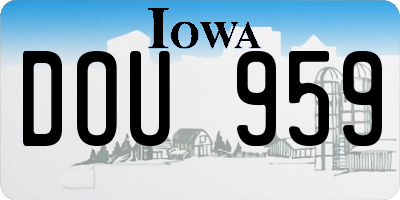 IA license plate DOU959