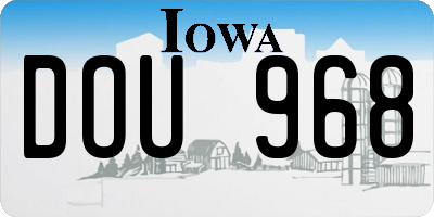 IA license plate DOU968
