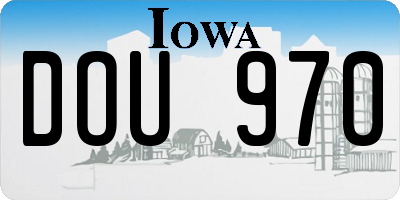 IA license plate DOU970