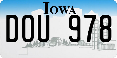 IA license plate DOU978
