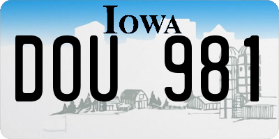 IA license plate DOU981