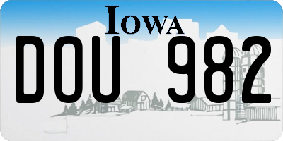 IA license plate DOU982