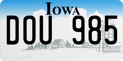 IA license plate DOU985