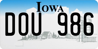 IA license plate DOU986