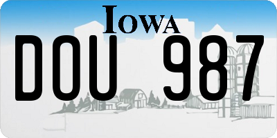 IA license plate DOU987
