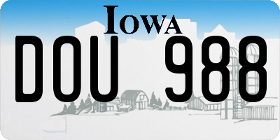 IA license plate DOU988