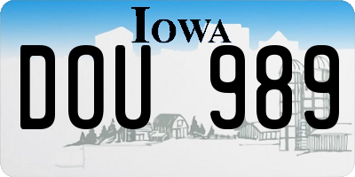 IA license plate DOU989