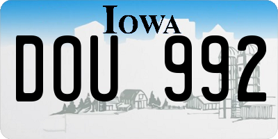 IA license plate DOU992